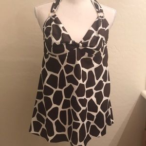 Banana Republic Brown White Animal Print Blouse